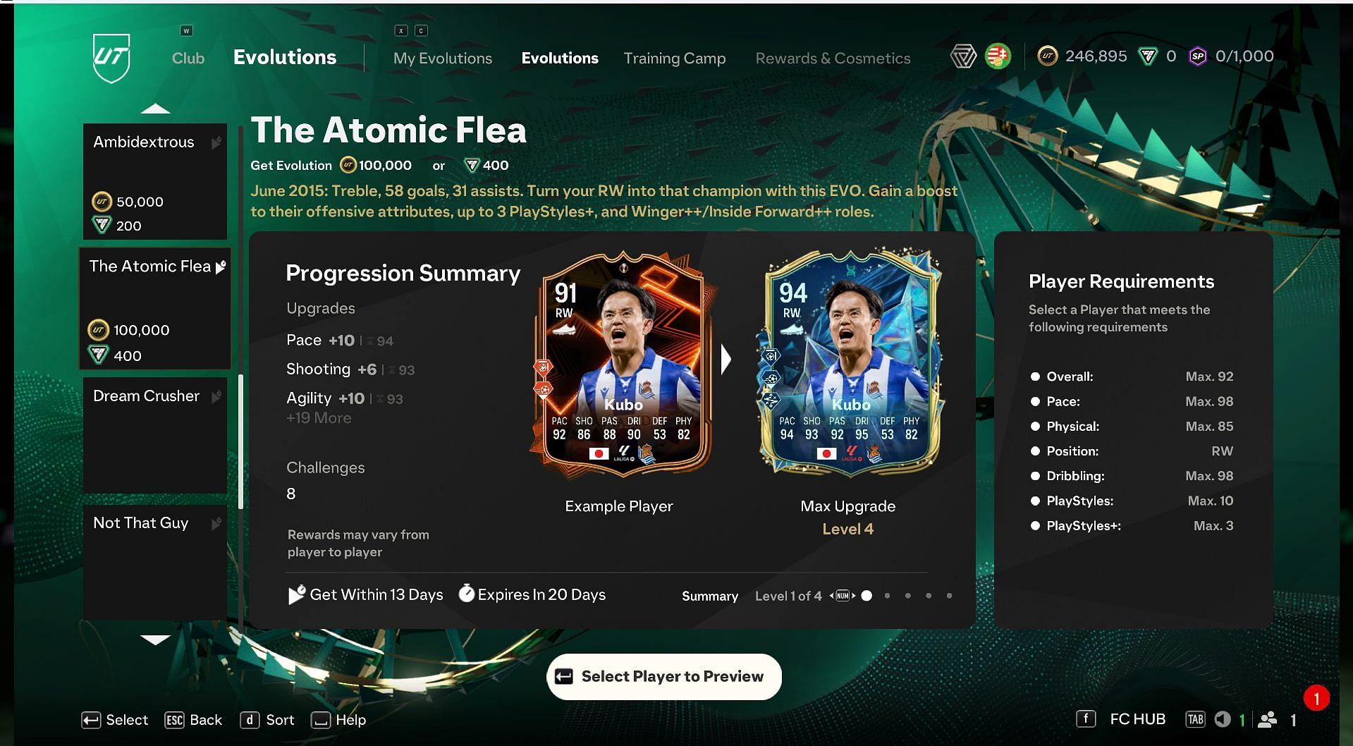 The latest EVO's requirements (Image via EA Sports)
